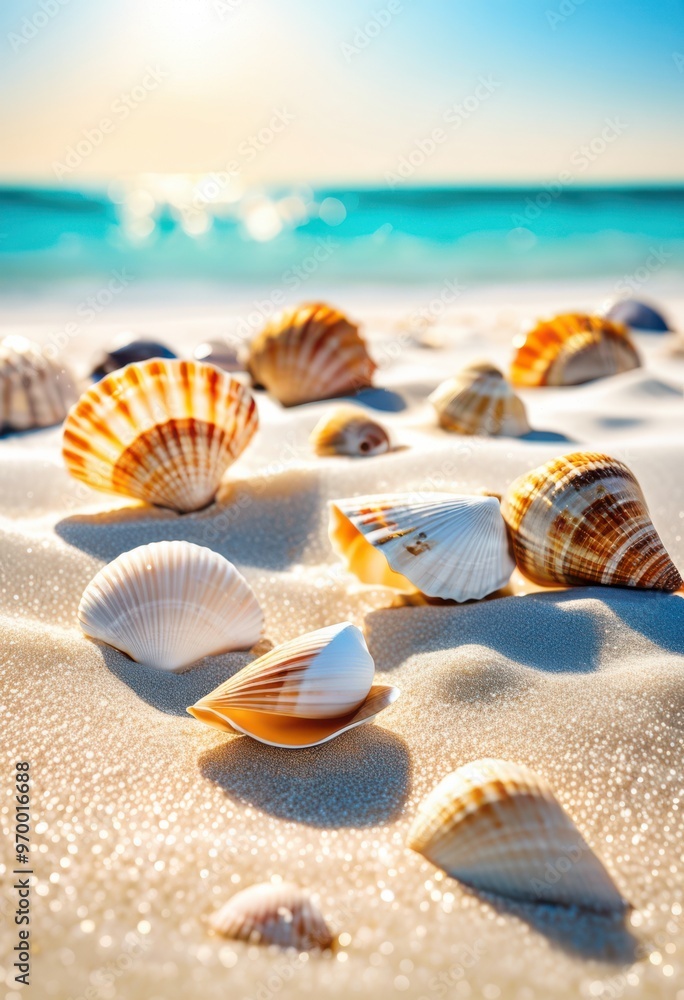 colorful seashells resting soft sandy beach gentle waves bright sunlight, shore, coast, ocean, summer, tropical, marine, texture, pattern, landscape, vibrant colorful seashells resting soft sandy beach gentle waves bright sunlight, shore, coast, ocean, summer, tropical, marine, texture, pattern, landscape, vibrant