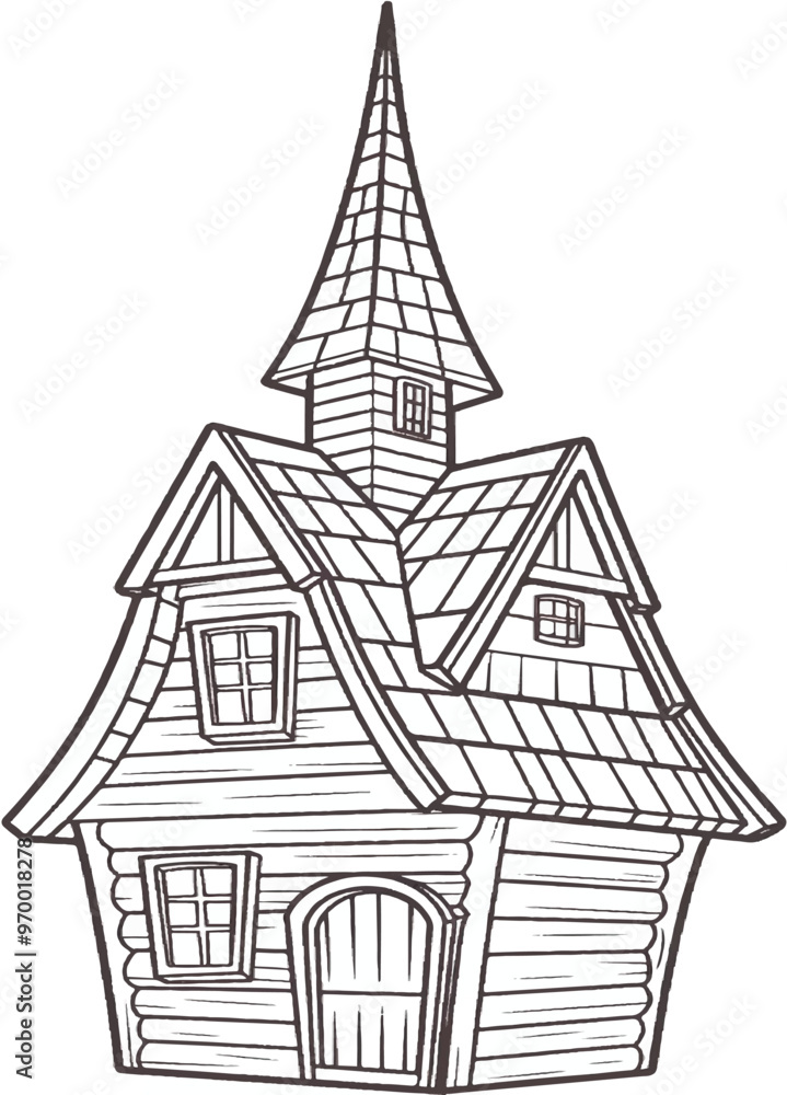 Obraz premium House coloring page for kids