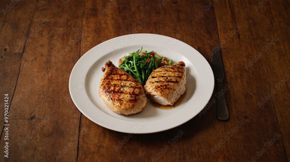 A Chicken Breast in the plate, Food closeup photography. A Chicken Breast in the plate, Food closeup photography.