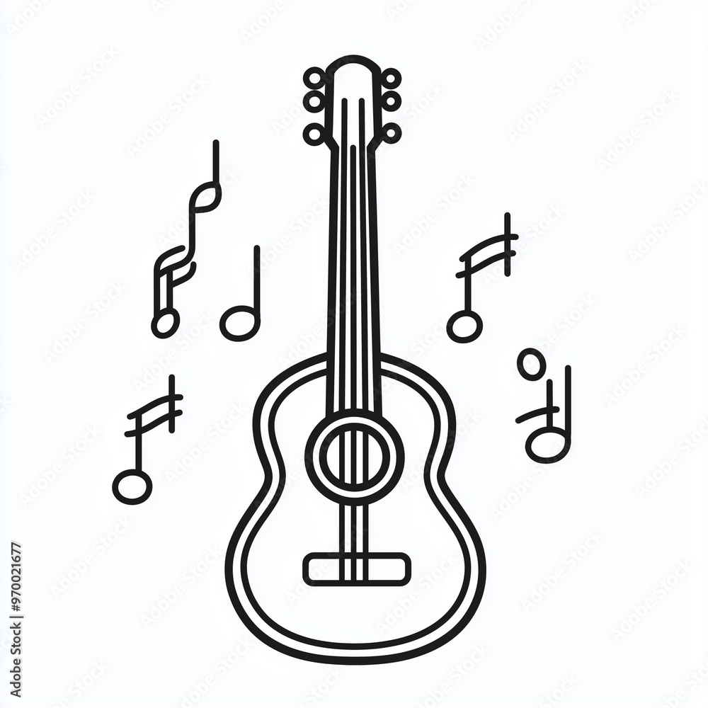 Melodic Mastery: Harmonious Guitar Icon Outline for Music Lovers Melodic Mastery: Harmonious Guitar Icon Outline for Music Lovers