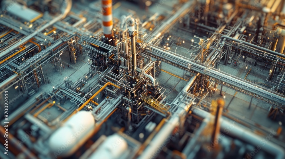 Obraz premium An Aerial View of an Industrial Refinery with Complex Piping and Structures