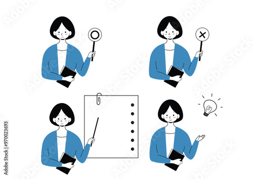 女性教師イラストセット