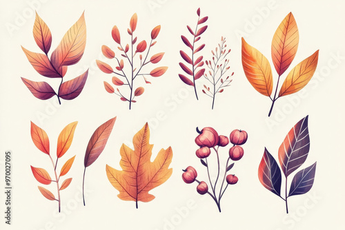 set of autumn leaves