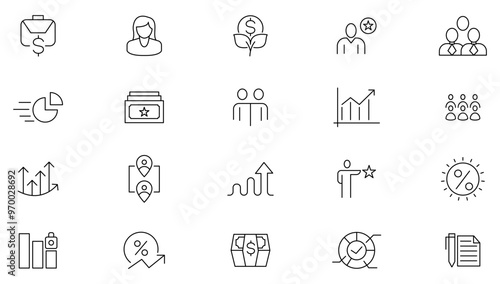 Employee stock ownership plan line icon collection. ESOP, benefits, company, shares, benefits, management, win-win, scheme, and ownership icon set. UI outline icon pack