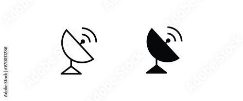 dish antenna satellite Radar icons, Antenna dish icon, Radar satellite dish, line and flat icons set, editable stroke isolated on white, linear vector outline illustration, symbol logo design style