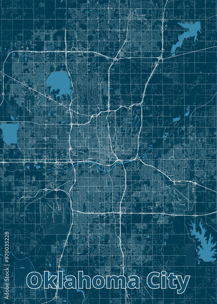 Fototapeta premium Oklahoma City, Oklahoma, USA artistic blueprint map poster