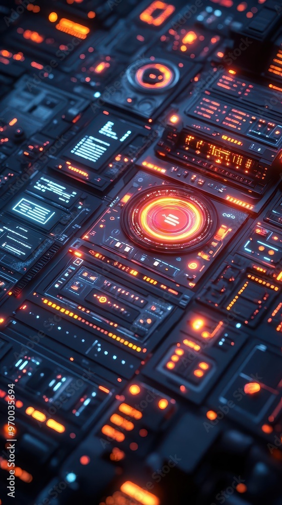 isometric web design workspace with floating 3d wireframes ui elements and devices orbiting a central glowing command center isometric web design workspace with floating 3d wireframes ui elements and devices orbiting a central glowing command center
