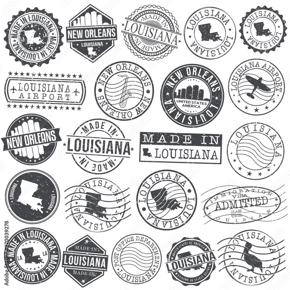 New Orleans, Louisiana Stamp. Vector Art Postal. Passport Travel Design. Travel and Business Set. New Orleans, Louisiana Stamp. Vector Art Postal. Passport Travel Design. Travel and Business Set.