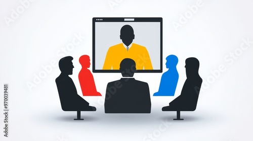 Video conference icon displayed on a white background, consisting of vector graphics.