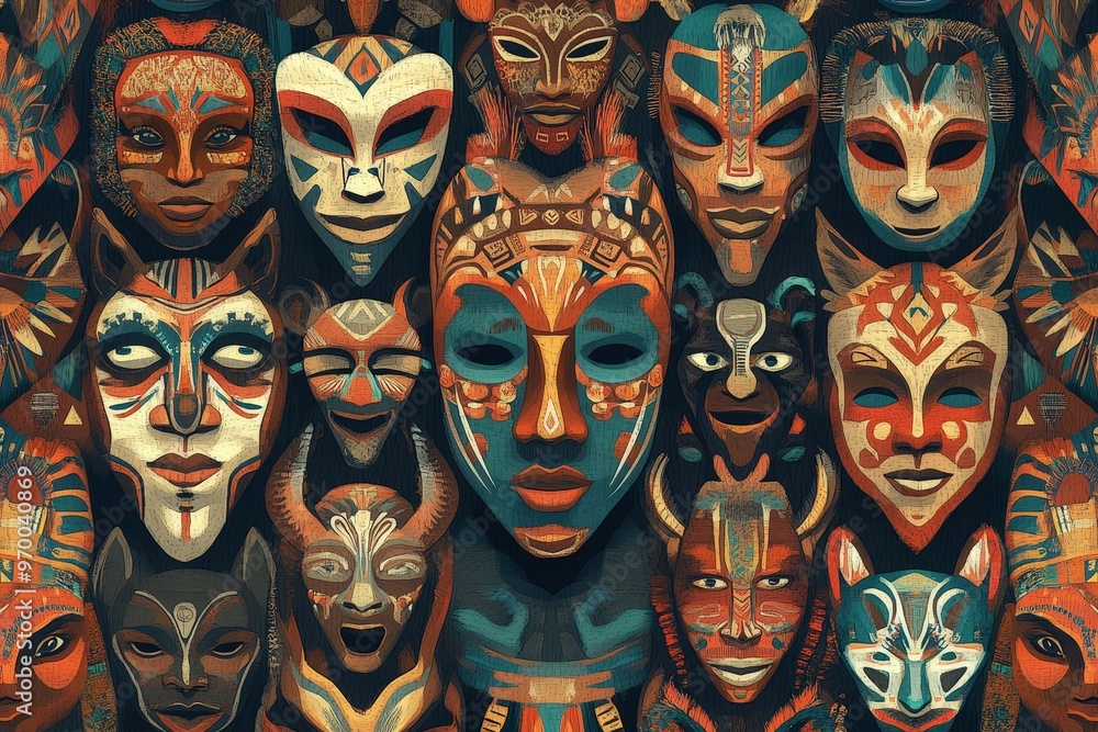 Intricate african mask pattern for cultural design and art projects. Intricate african mask pattern for cultural design and art projects.