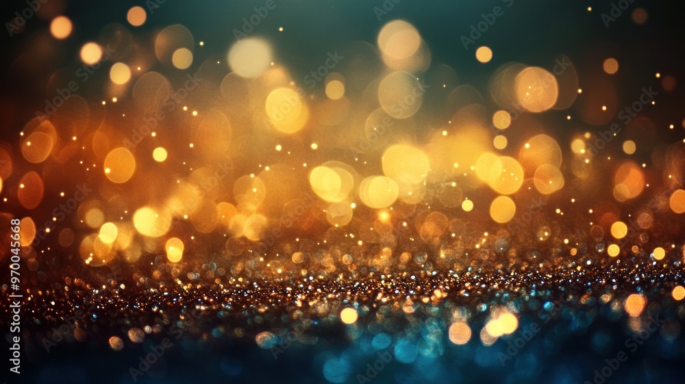 Abstract Glittering Background with Golden and Blue Bokeh Lights Abstract Glittering Background with Golden and Blue Bokeh Lights
