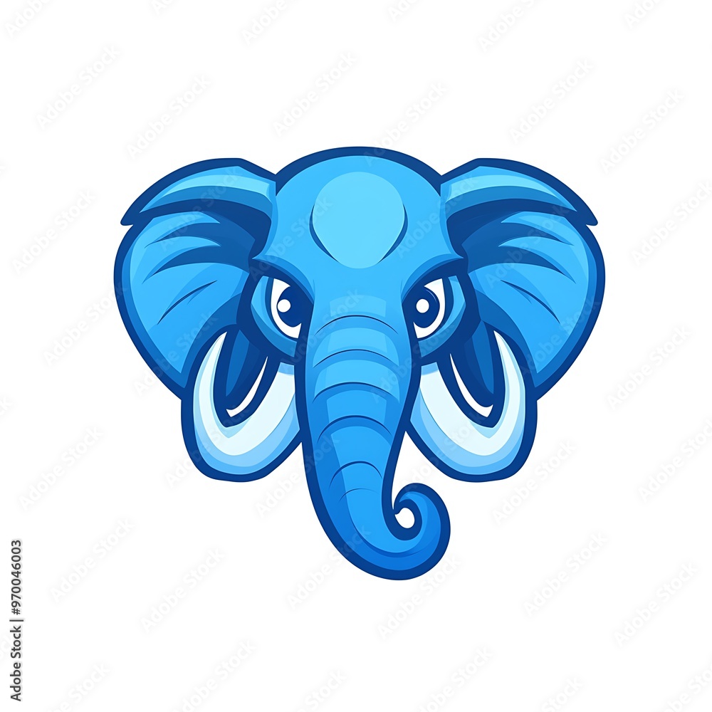 Blue Elephant Mascot Head Cartoon Illustration Blue Elephant Mascot Head Cartoon Illustration