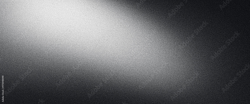 Dark grainy banner background white black gradient abstract poster header cover backdrop design, glowing noise texture effect