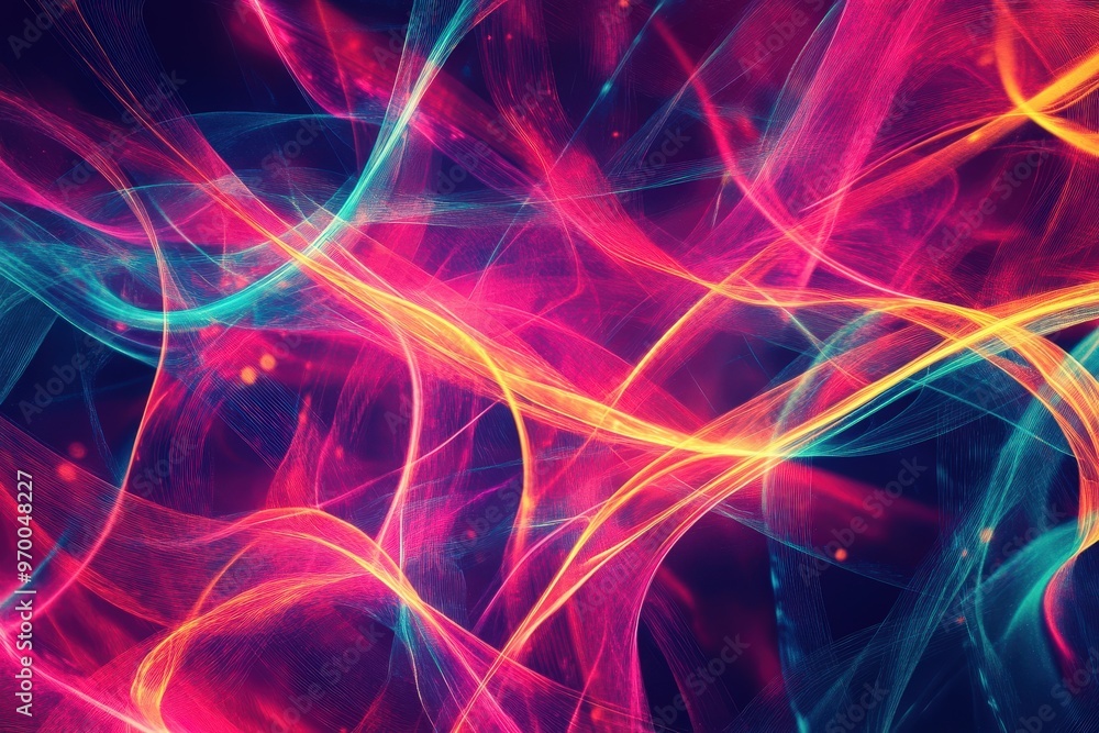 Neon abstract pattern with glowing intertwining lines for modern design. Neon abstract pattern with glowing intertwining lines for modern design.