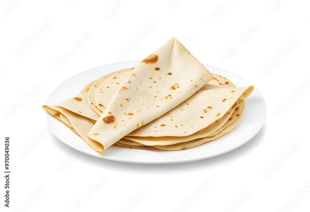 Macro Shot of Authentic Indian Puran Poli Dessert Flatbread on White Background .in nice looking.indian amrcan.england .newzland etc.