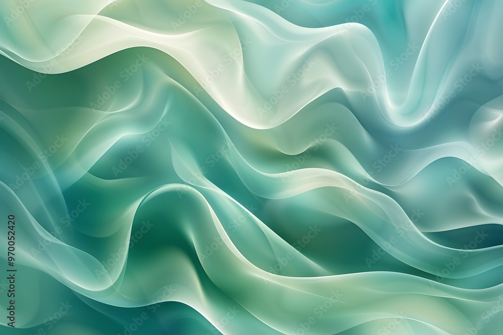 Obraz premium Ethereal Waves of Soft Green and Blue Abstract Flow