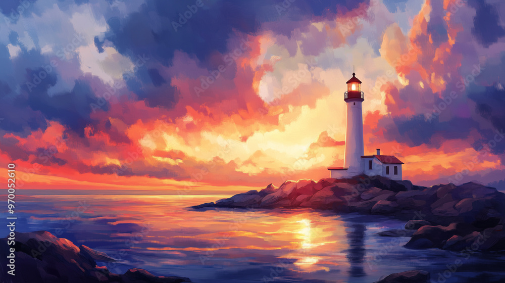phare au coucher de soleil phare au coucher de soleil