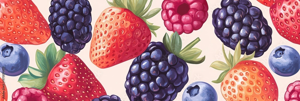 Whimsical assorted berry pattern for creative design and decoration. Whimsical assorted berry pattern for creative design and decoration.
