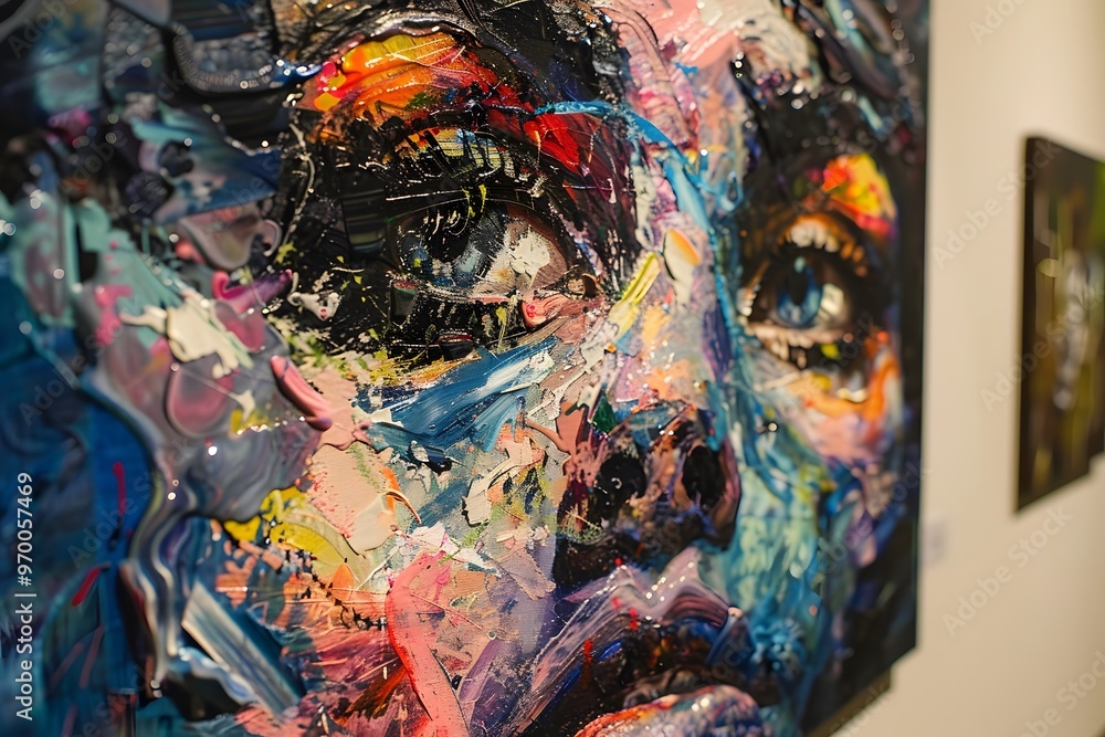 Fototapeta premium Vibrant Abstract Portrait in a Gallery Setting