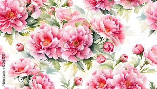 Delicate Pink Floral Watercolor Pattern on a Clean White Background