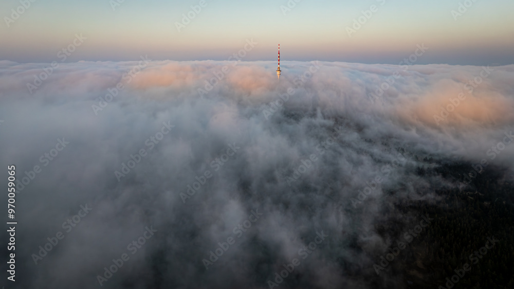 Obraz premium Sunset over the mountains, Jeseníky, Praděd