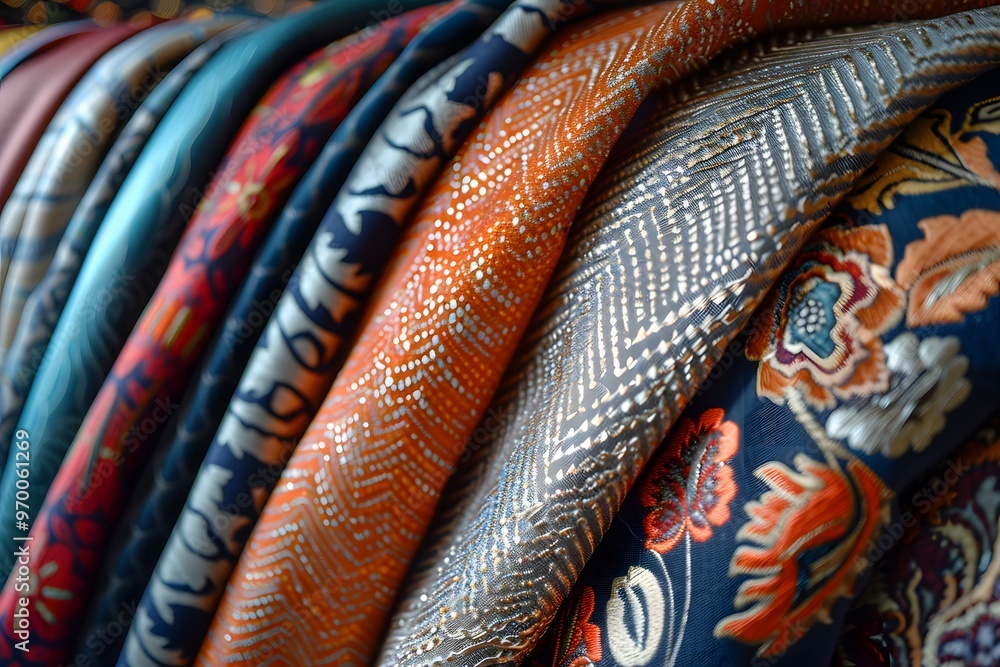 A Vibrant Collection of Textiles Showcasing Rich Patterns and Colors A Vibrant Collection of Textiles Showcasing Rich Patterns and Colors