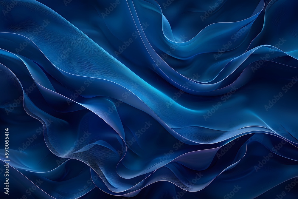 Obraz premium Elegant Blue Waves: A Fluid Abstract Design