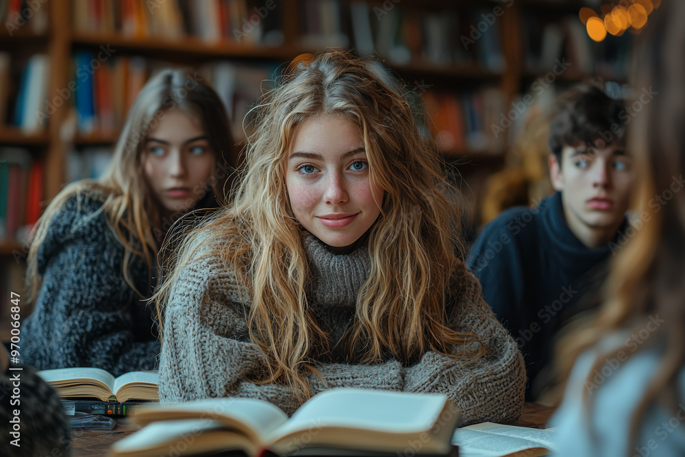 Teens joining a book club discussion, sharing their thoughts on the latest read. Concept of literary engagement and intellectual discussion. Teens joining a book club discussion, sharing their thoughts on the latest read. Concept of literary engagement and intellectual discussion.