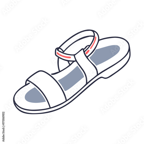 Stylish sandal illustration with straps on a white background for footwear design concepts