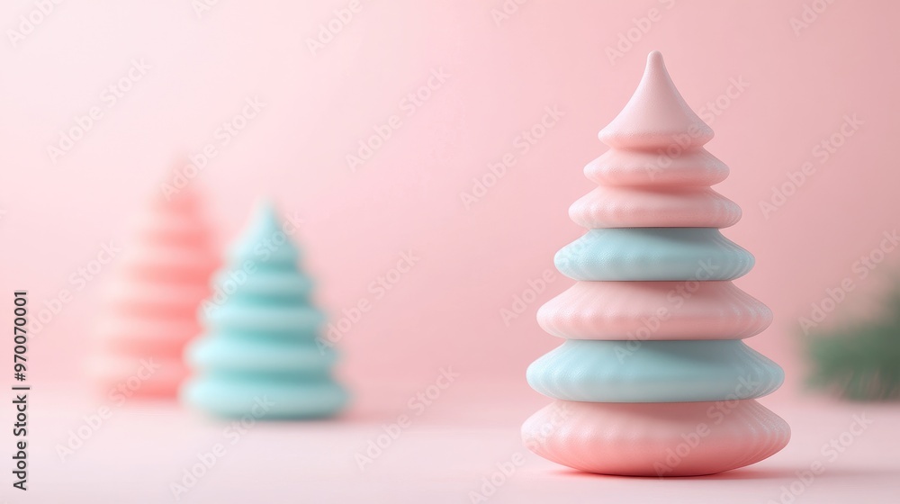 Abstract Pastel Swirl Sculptures on Pink Background Minimalist Art and Modern Decor Abstract Pastel Swirl Sculptures on Pink Background Minimalist Art and Modern Decor