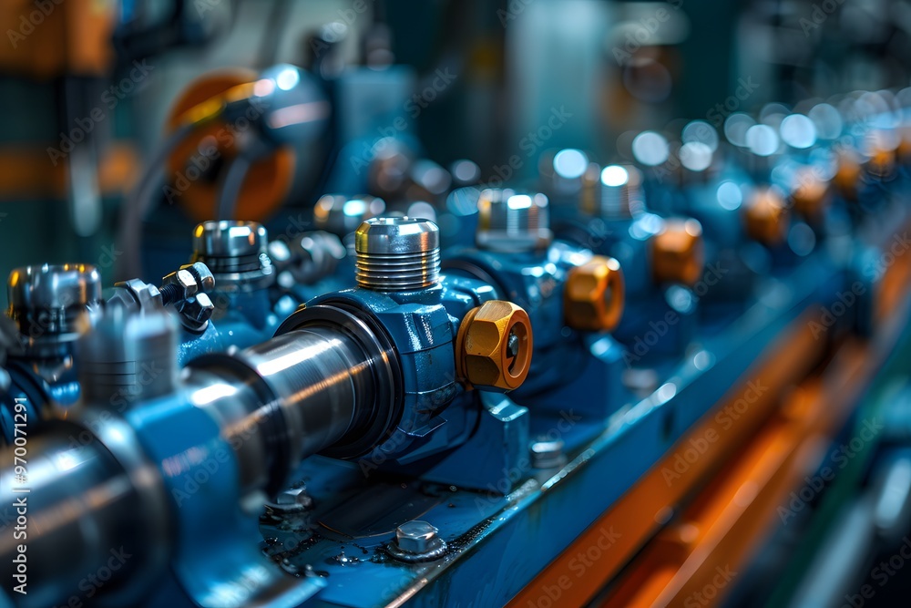 Close-Up of Industrial Machinery Components in a Manufacturing Setting Close-Up of Industrial Machinery Components in a Manufacturing Setting