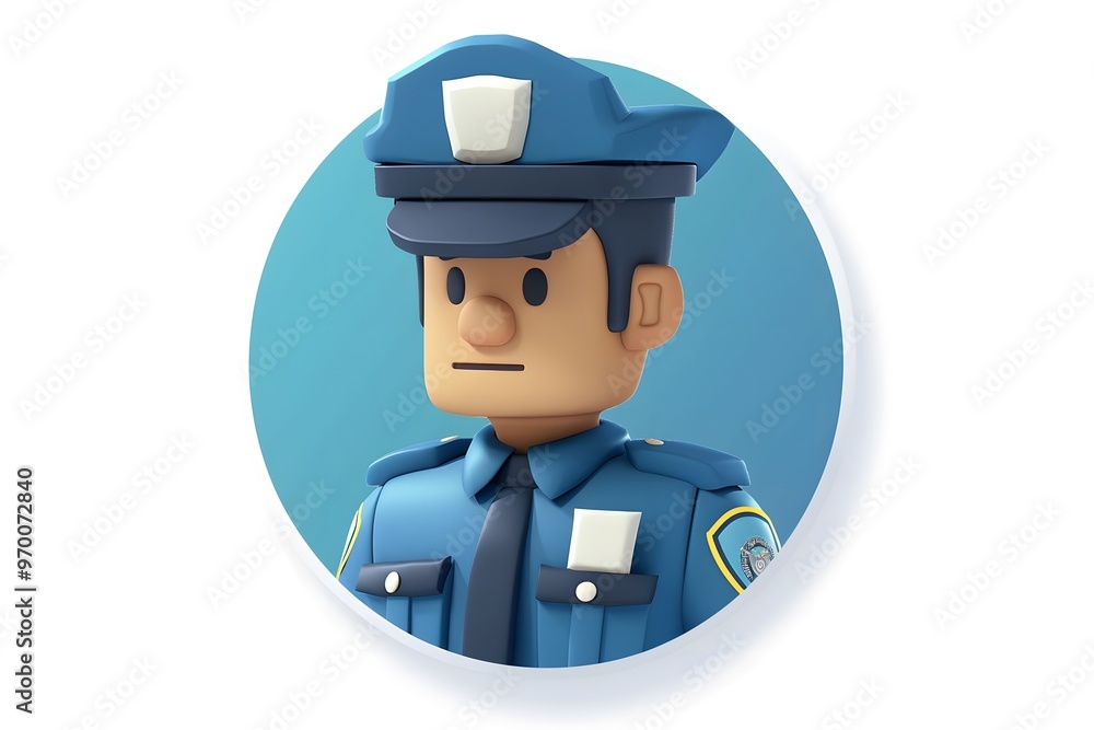 Cartoon Police Officer Character in Blue Uniform Cartoon Police Officer Character in Blue Uniform