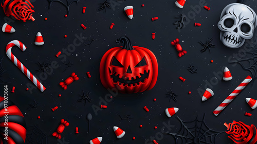 Trick Treat Hallowenn Greeting Card Vector Background photo