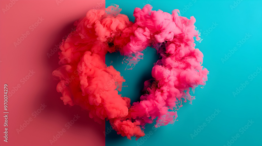 Tricolor Heart Frame Food Steam Smoke. Janua Tricolor Heart Frame Food Steam Smoke. Janua