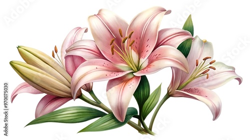 pink lily flower illustration with isolated background