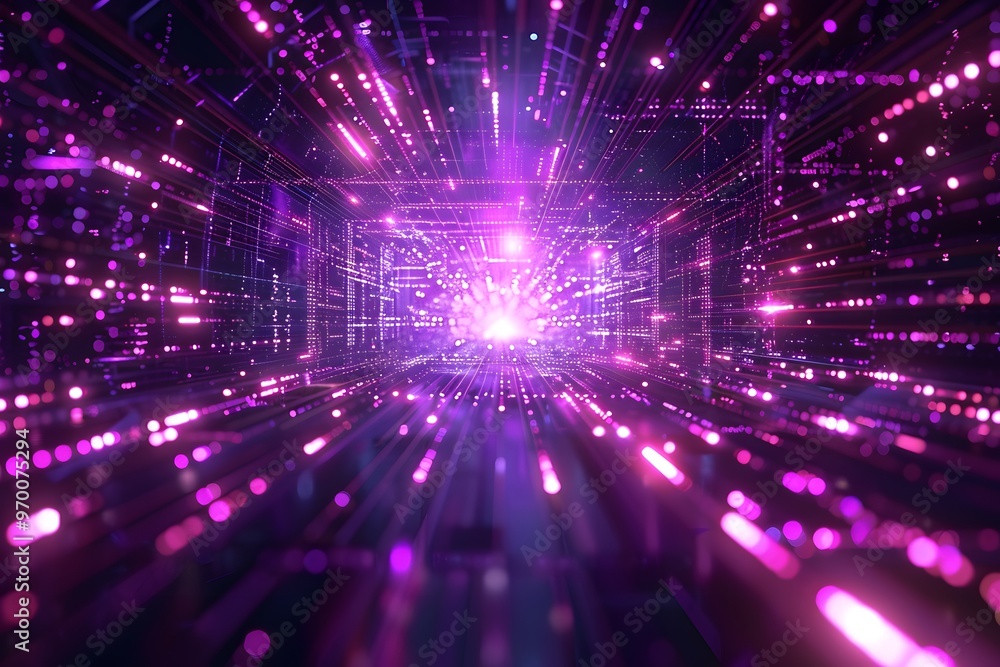 A Stunning Visualization of a Digital Universe with Pulsating Lights and Vibrant Colors A Stunning Visualization of a Digital Universe with Pulsating Lights and Vibrant Colors