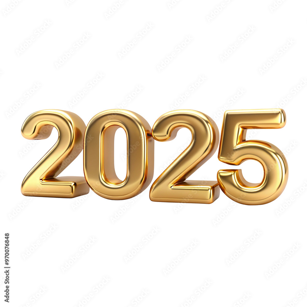 3D Golden Color 2025 PNG with Metallic Shine - High Resolution. 3D Golden Color 2025 PNG with Metallic Shine - High Resolution.