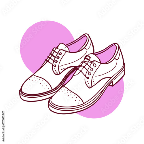 Stylish dress shoes illustration on a pink background for formal footwear design concepts