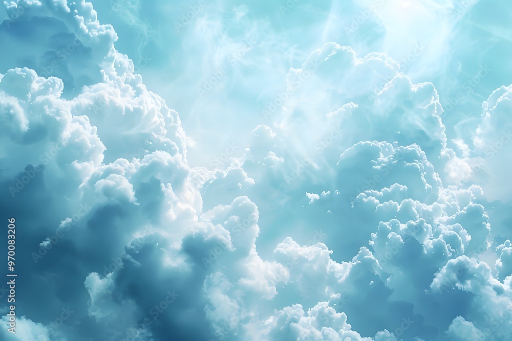 Serene Blue Sky with Fluffy White Clouds Serene Blue Sky with Fluffy White Clouds