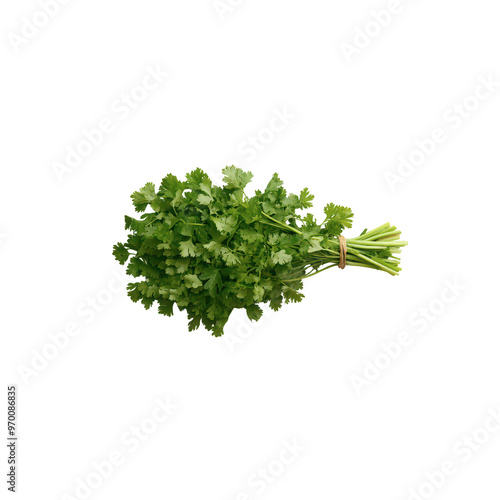 Fresh cilantro bunch with vibrant green leaves, perfect for enhancing dishes with its aromatic flavor. Ideal for culinary use and garnishing. 