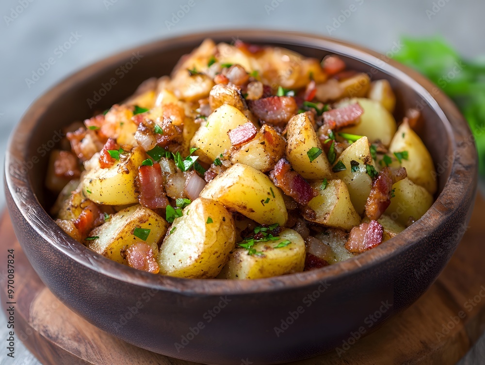 Fried potatoes with bacon and onions Fried potatoes with bacon and onions