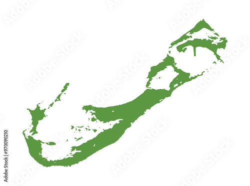 Bermuda map vector silhouette illustration isolated on white background. Shape Bermuda shadow map plan. British Overseas islands Territory in the North Atlantic Ocean, America. 