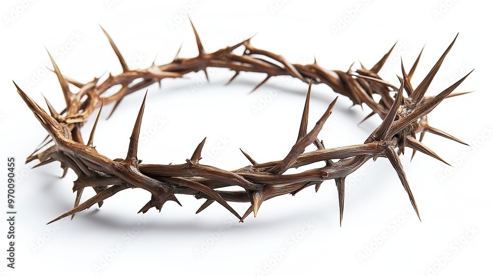 Obraz premium one single jesus christ crown of thorns isolated on white background