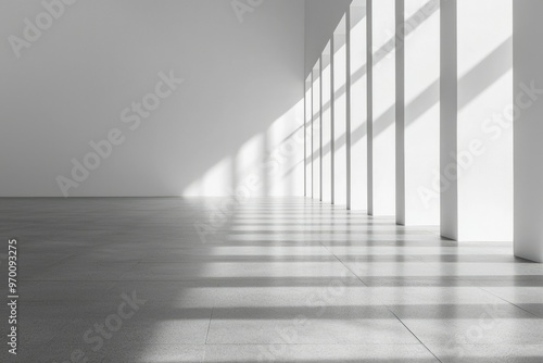 Abstract Minimalist Interior with Light Streaks