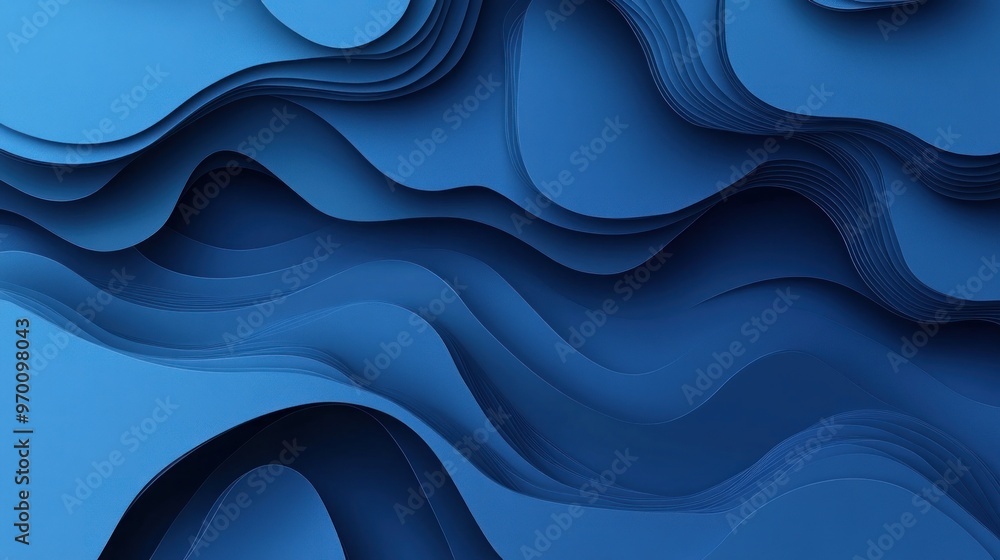 Abstract Blue Papercut Waves Abstract Blue Papercut Waves
