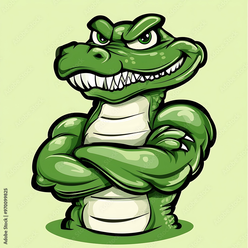 Obraz premium Cartoon Strong Alligator Mascot Illustration