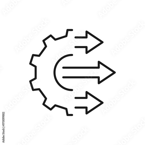 Gear and arrow. Productivity, mechanism icon concept isolated on white background. Vector illustration