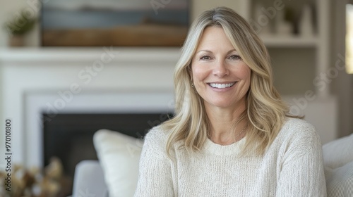 Portrait of a Smiling Blonde Woman in a White Sweater Free Download Portrait of a Smiling Blonde Woman in a White Sweater - GFXLoad