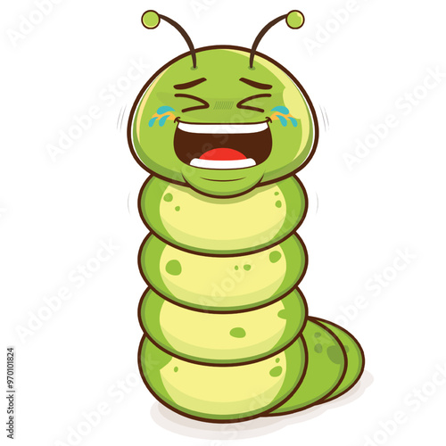 worm laughing face cartoon cute