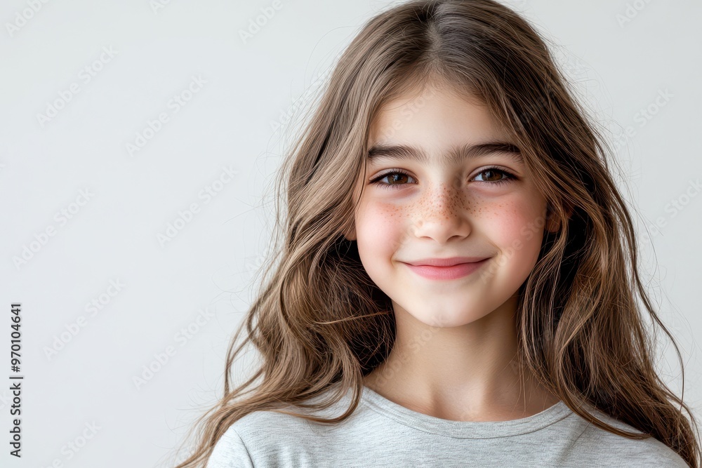 Smiling preteen girl portrait on white background Smiling preteen girl portrait on white background